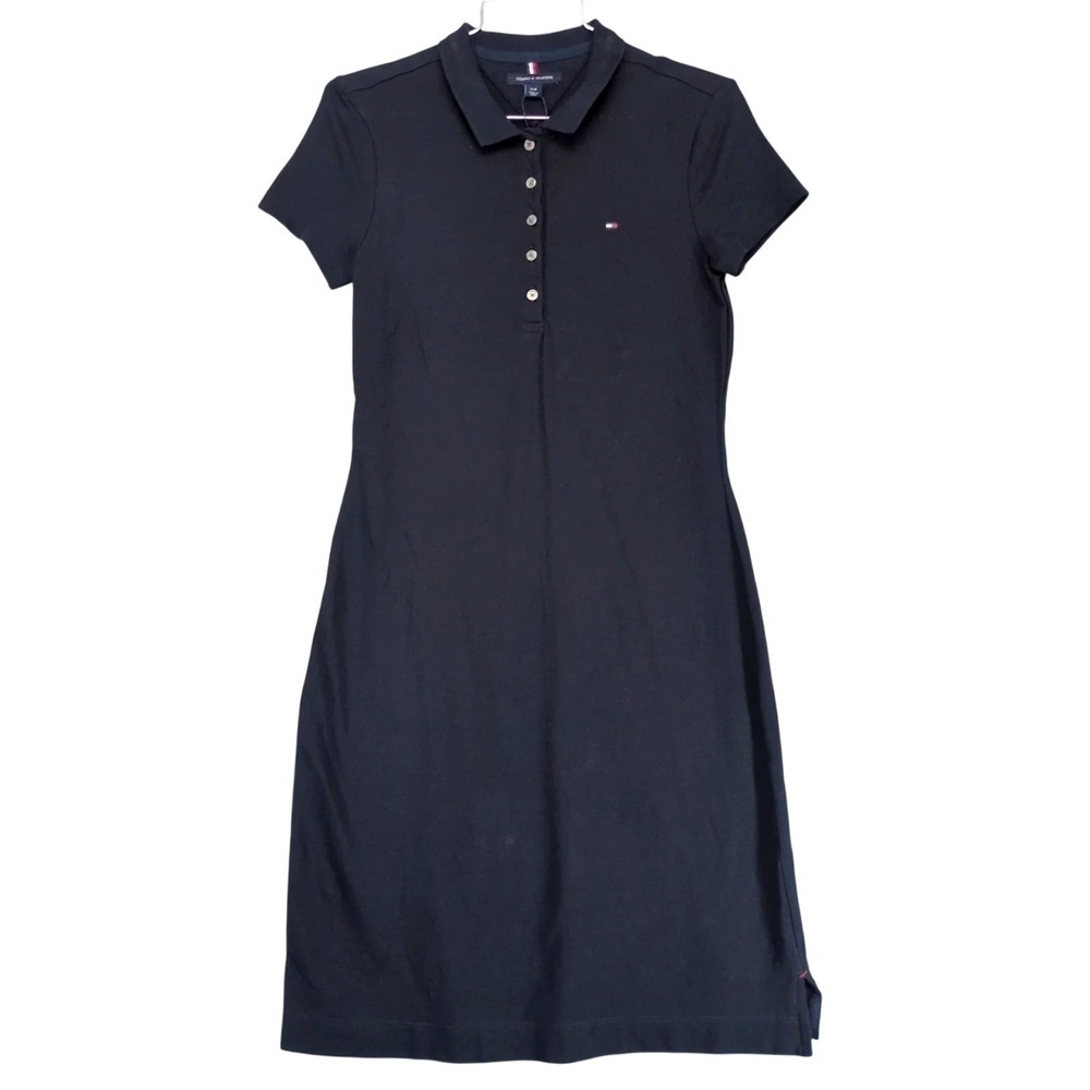 Tommy Hilfiger Navy Polo Short Dress Sz S Logo Stretch Casual Preppy Coastal